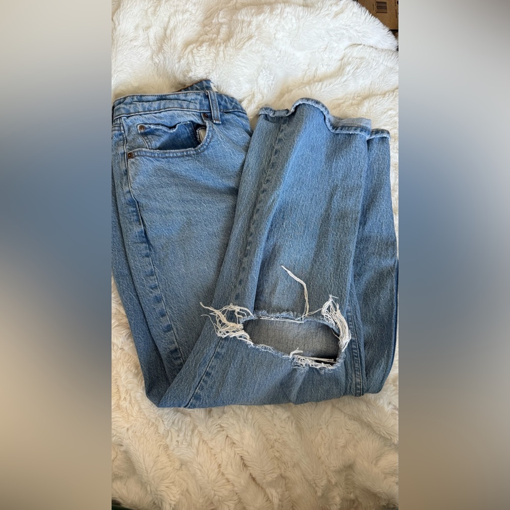 Abercrombie & Fitch Light Blue Ripped Boyfriend Jeans